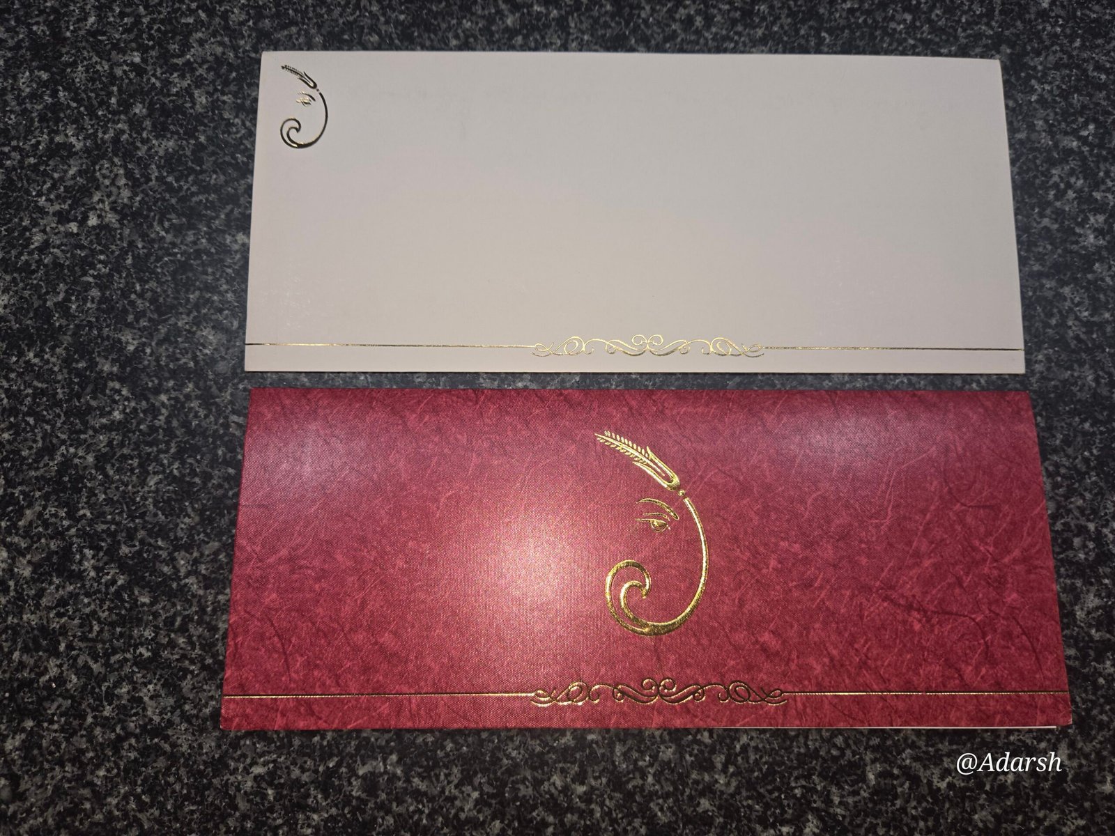 Maroon Minimalist Ganesha Wedding Invitation Card