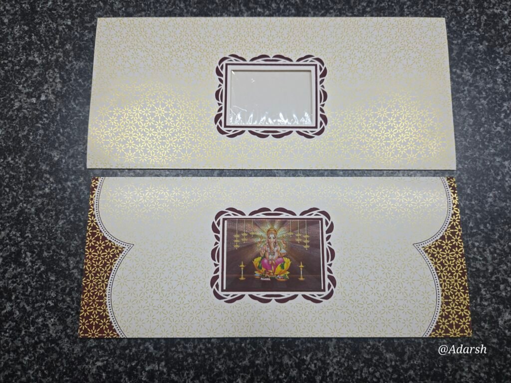 Die-Cut Rectangular Window Ganesha Wedding Invitation Card
