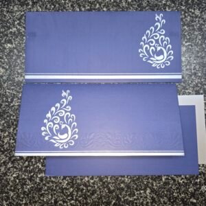 Blue Paisley Peacock Shimmer Wedding Invitation Card