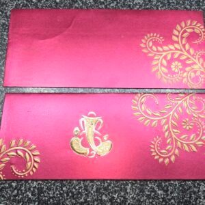 Magenta Shimmer Floral Ganesha Wedding Invitation Card