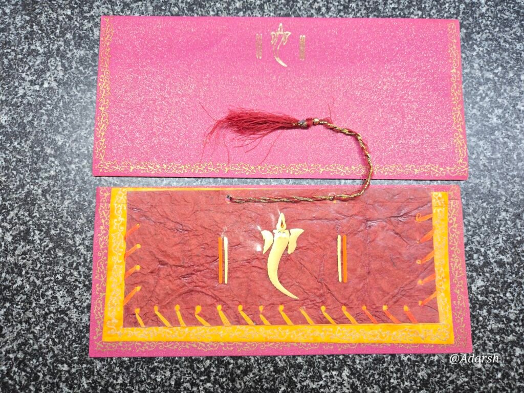 Handmade Crinkle Paper Ganesha Tassel Wedding Invitation Card