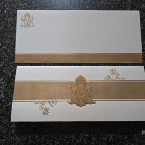 Gold Belt Textured Ganesha Wedding Invitation Card