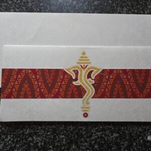 Bandhani Pattern Abstract Ganesha Wedding Invitation Card