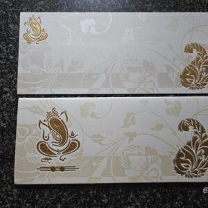 Off-White Shimmer Ganesha Floral Wedding Invitation Card