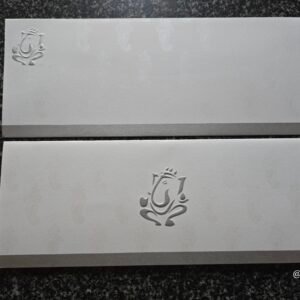 Blind-Embossed Silver Shimmer Ganesha Wedding Invitation Card