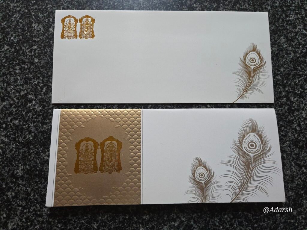 Balaji Padmavathi Peacock Feather Wedding Invitation Card