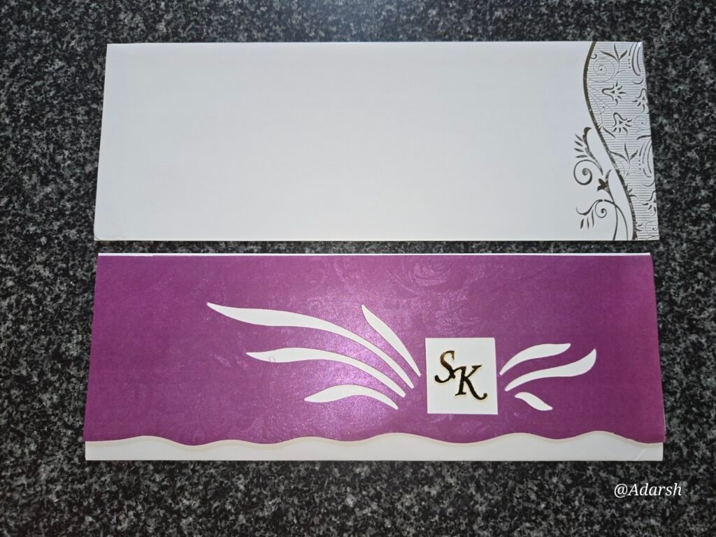 Purple Winged Monogram Wedding Invitation Card