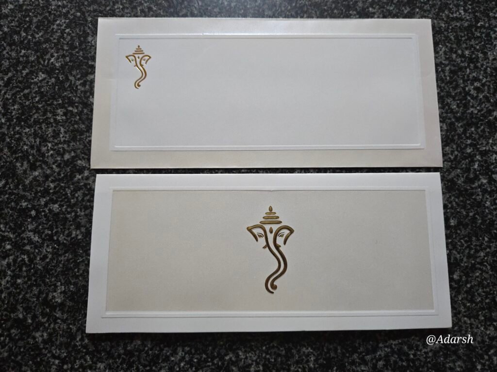 Minimalist Off-White Ganesha Wedding Invitation Card