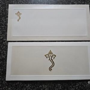 Minimalist Off-White Ganesha Wedding Invitation Card