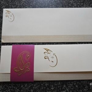 Off-White Chevron Ganesha Card with a Magenta Paisley Belt