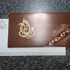Brown Cross-Hatch Ganesha Wedding Invitation Card