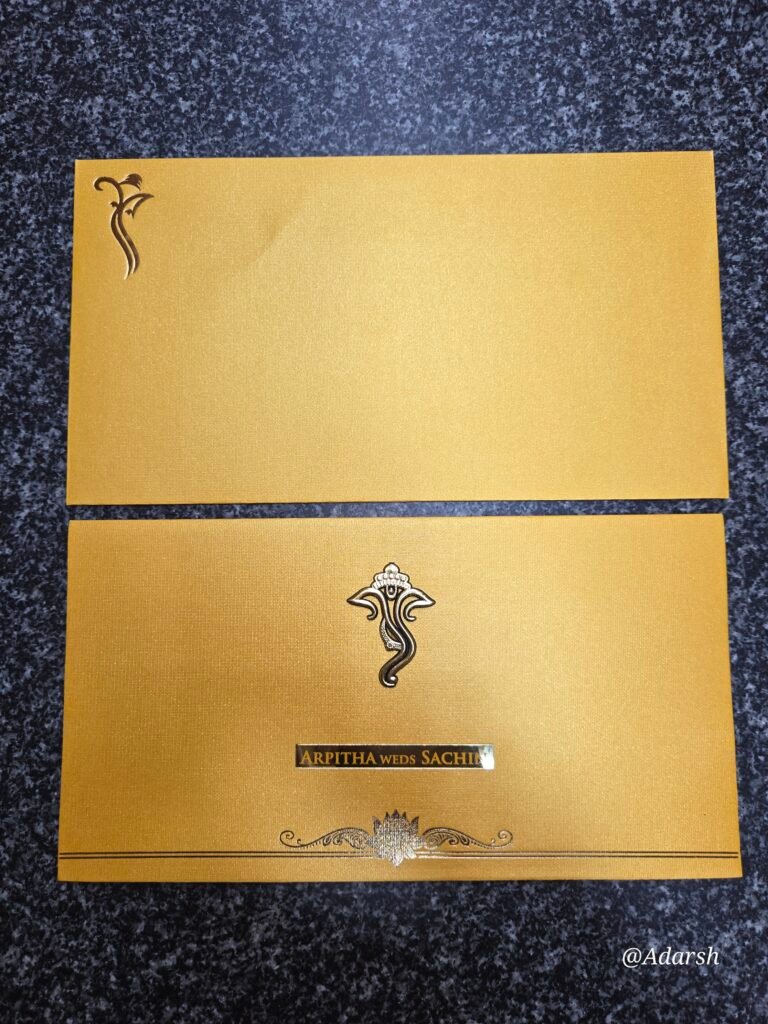 Metallic Gold Ganesha Wedding Invitation Card