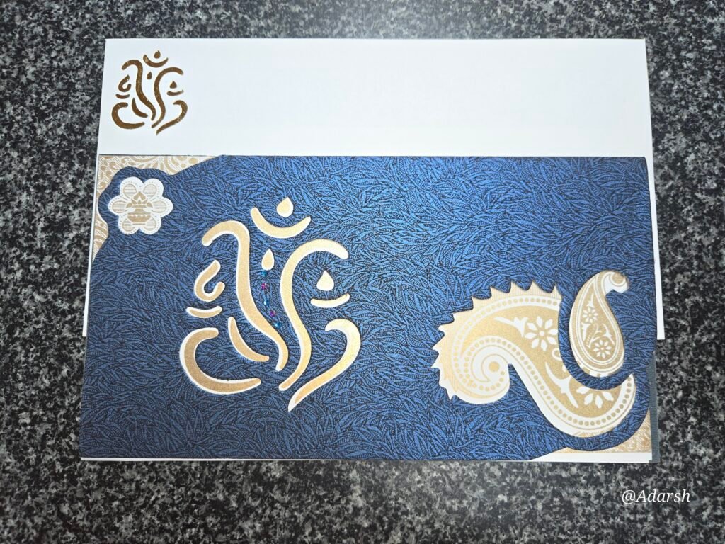 Royal Blue Paisley Ganesha Wedding Invitation Card
