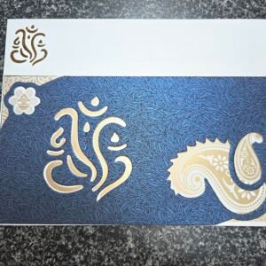 Royal Blue Paisley Ganesha Wedding Invitation Card