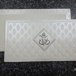 Embossed Ganesha Shimmer Wedding Invitation Card