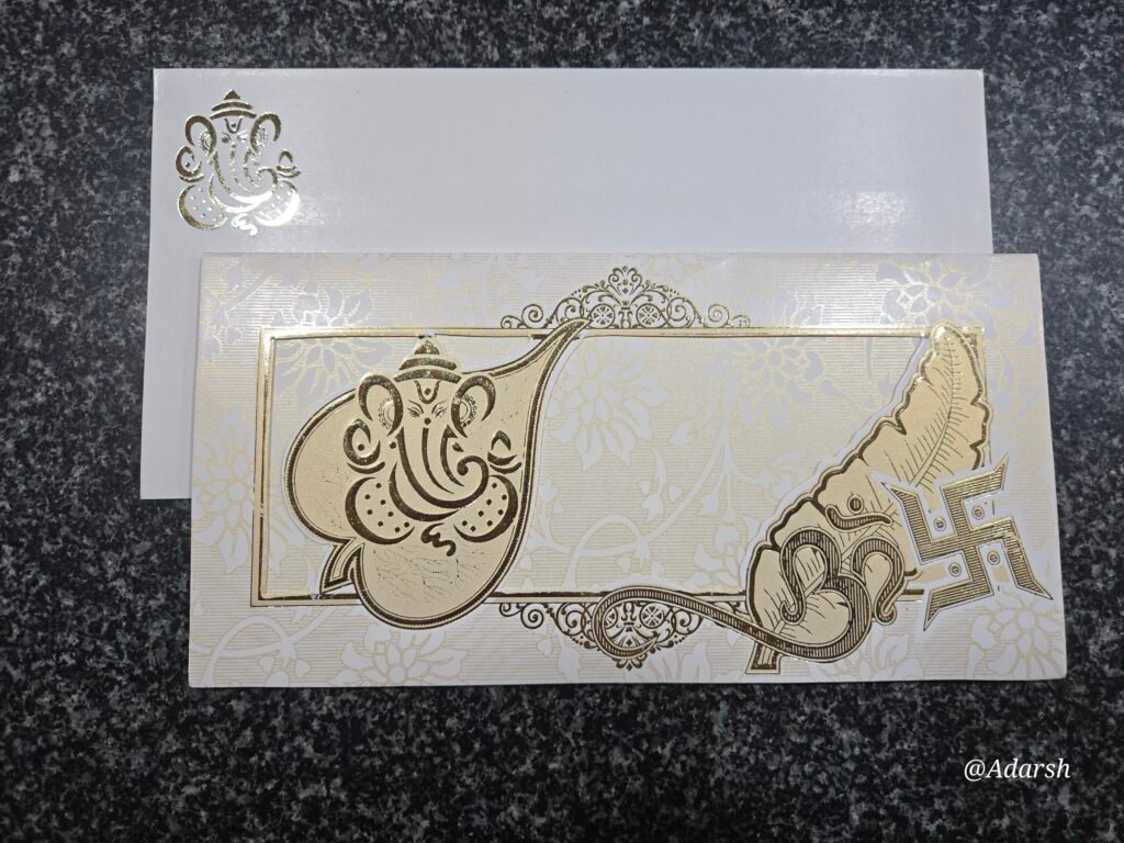 Om Swastik Leaf Ganesha Wedding Invitation Card