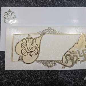 Om Swastik Leaf Ganesha Wedding Invitation Card
