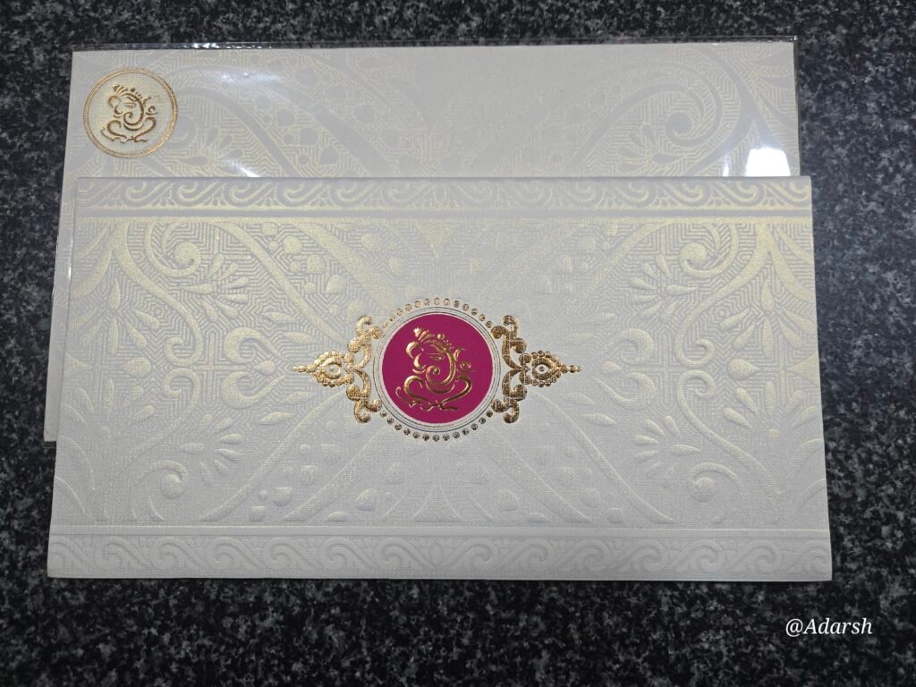 Self-Embossed Paisley Ganesha Wedding Invitation Card