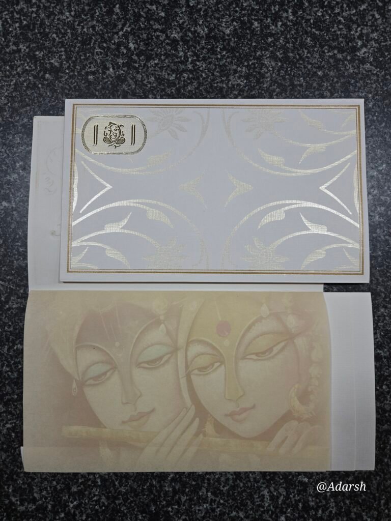 Radha Krishna Theme Tracing Paper Wedding Invitation Card
