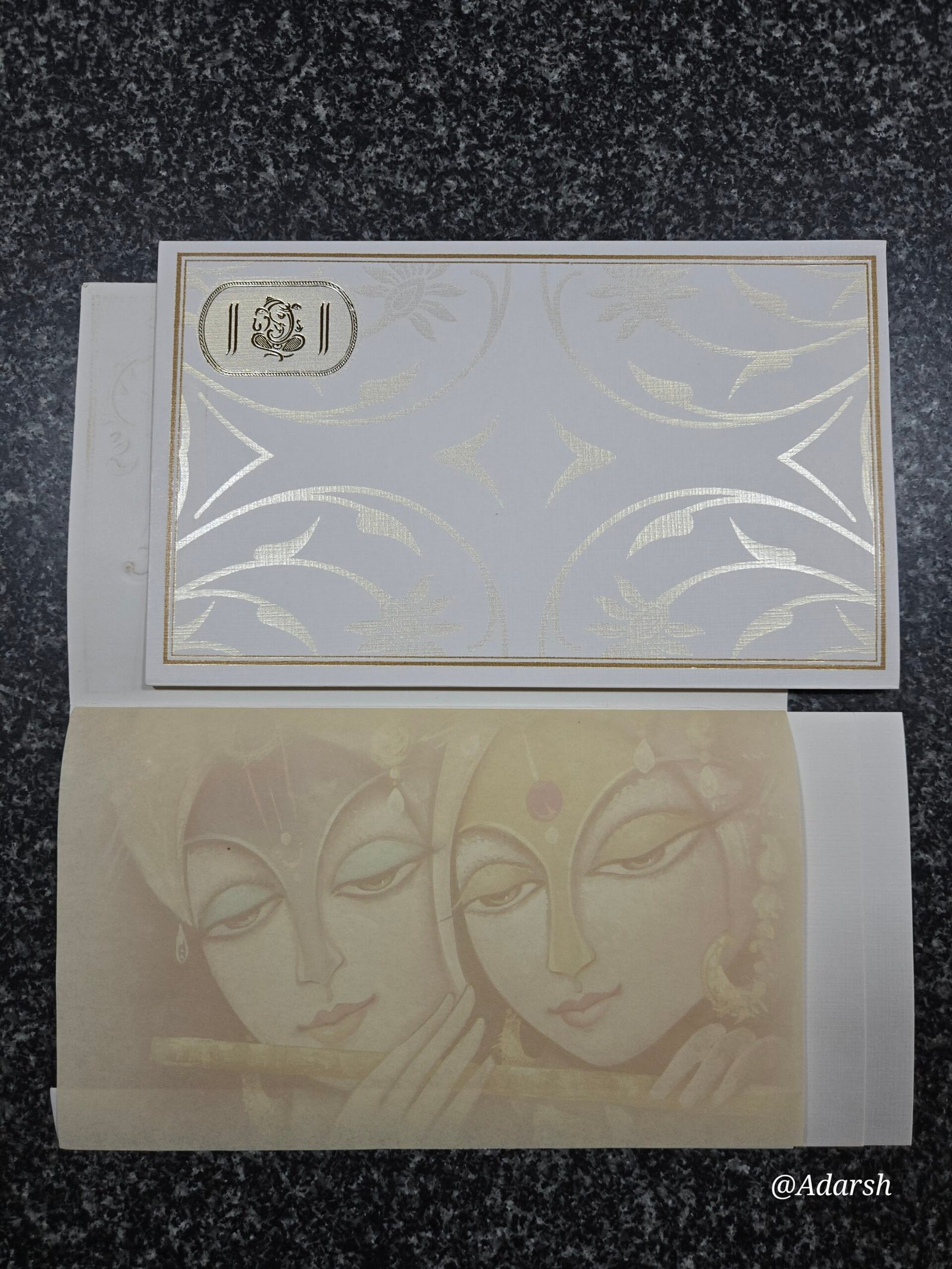 Radha Krishna Theme Tracing Paper Wedding Invitation Card