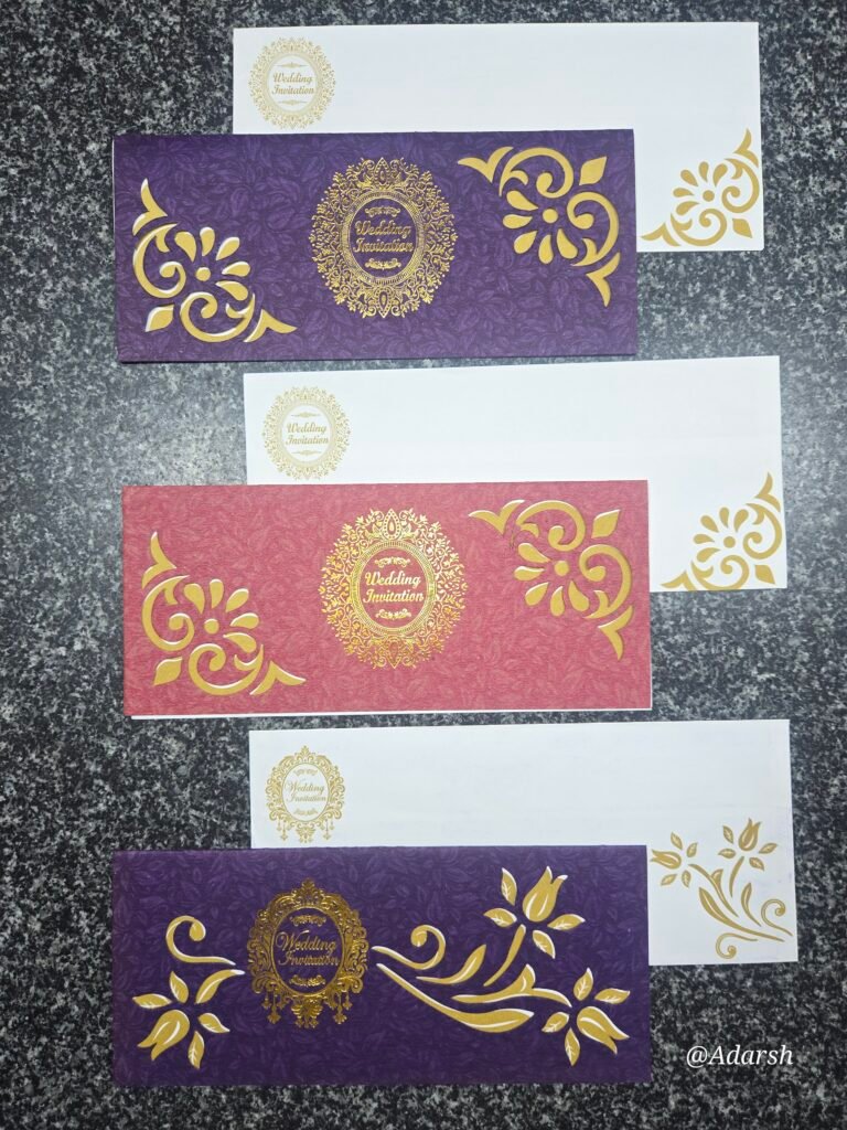 Damask Pattern Shimmer Paper Invitation Card