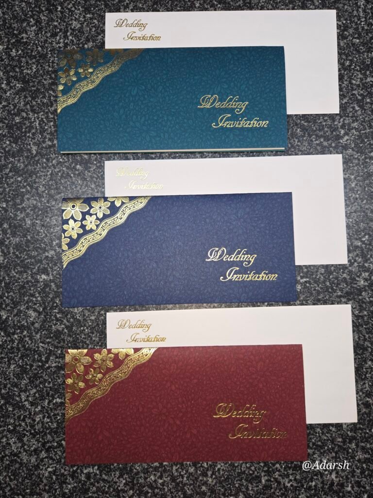 Side-Border Shimmer Wedding Invitation Card