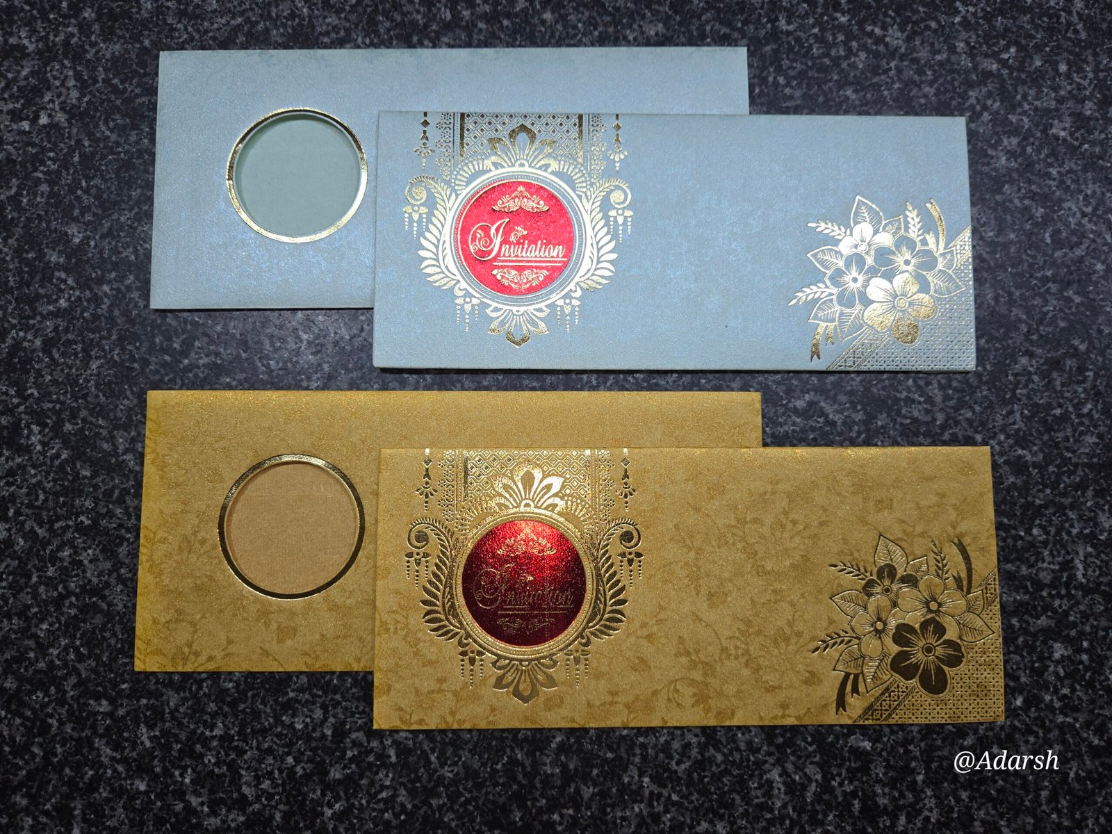 Circular Die-Cut Window Shimmer Wedding Invitation Card