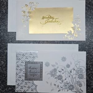 Metallic Embossed White Shimmer Wedding Invitation Card