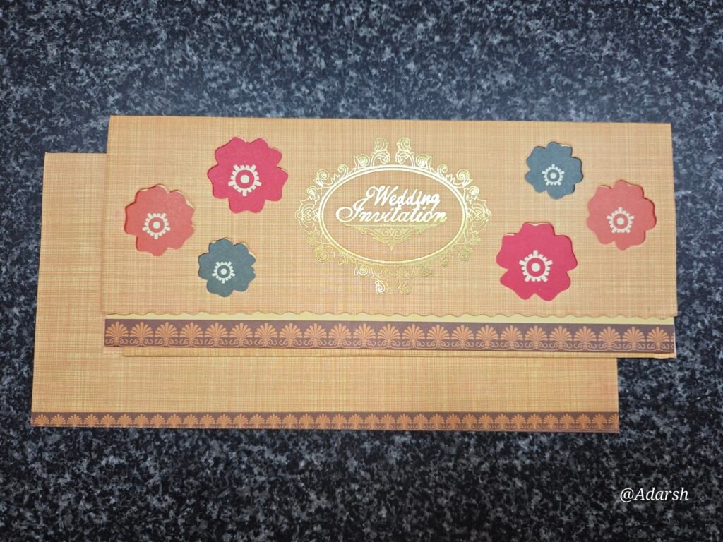 Multi-Color Floral Die-Cut Shimmer Wedding Invitation Card