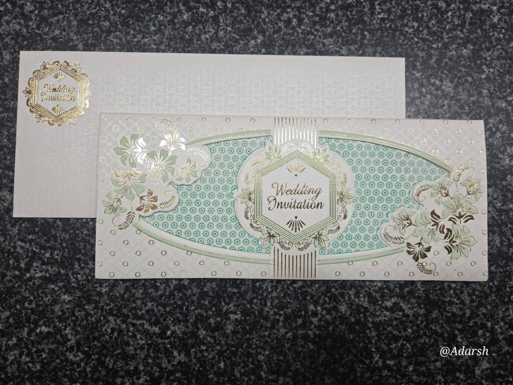 Mint Pastel Laser-Cut Window Wedding Invitation Card