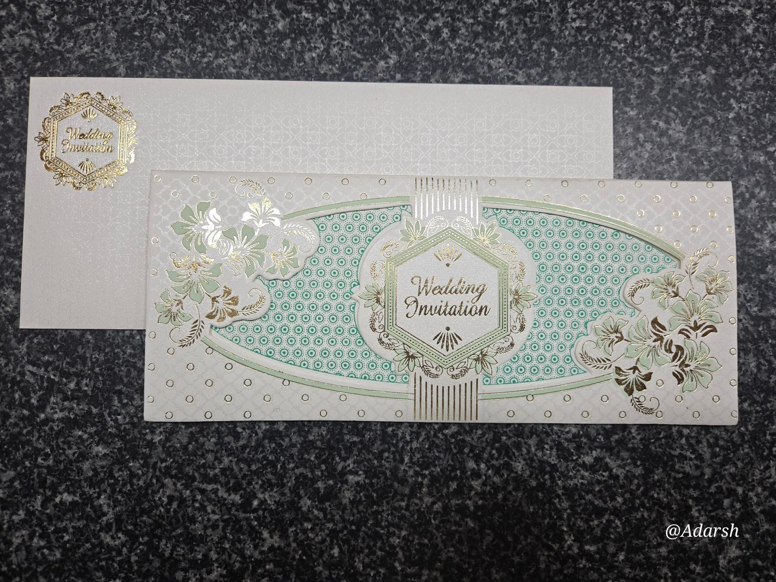 Mint Pastel Laser-Cut Window Wedding Invitation Card
