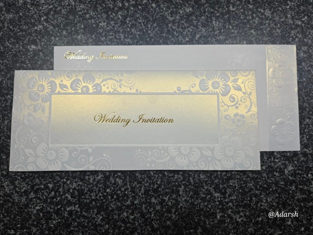 Gold Foil Framed Floral Wedding Invitation Card