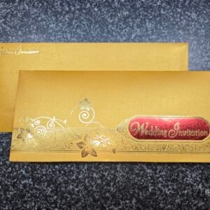 Gold Shimmer Red Panel Wedding Invitation Card
