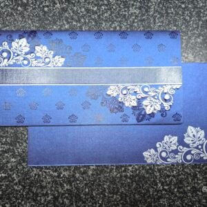 Royal Blue with Silver Border Wedding Invitation Card