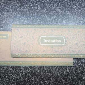 Pastel Green Damask Raised Panel Wedding Invitation Card