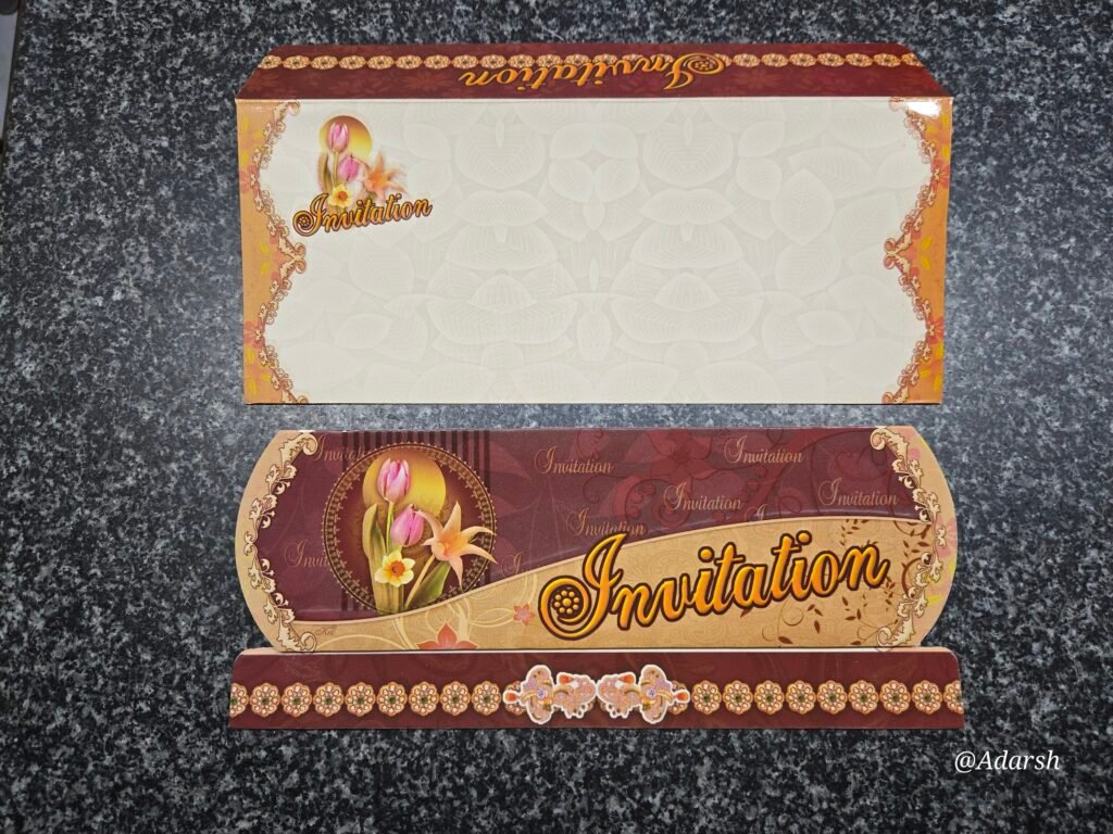 Maroon and Gold Die-Cut Wedding Invitation Card