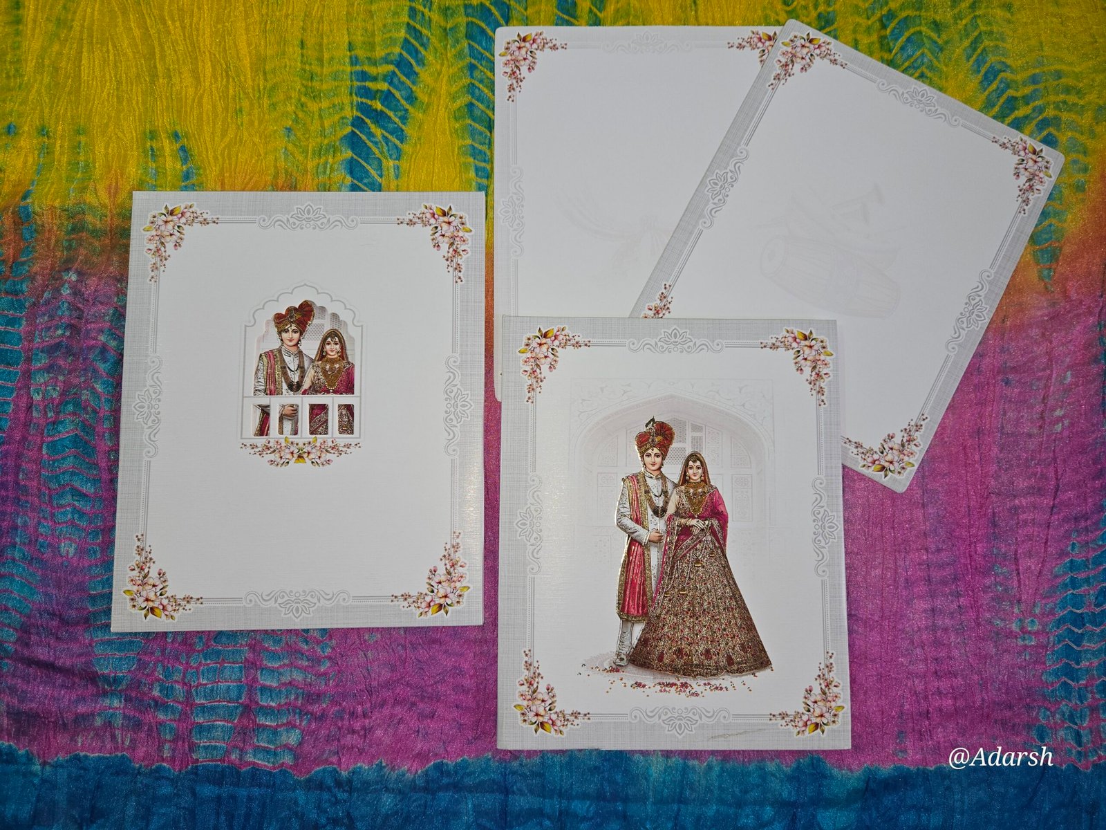 Traditional Bride and Groom Illustration Wedding Invitation Card