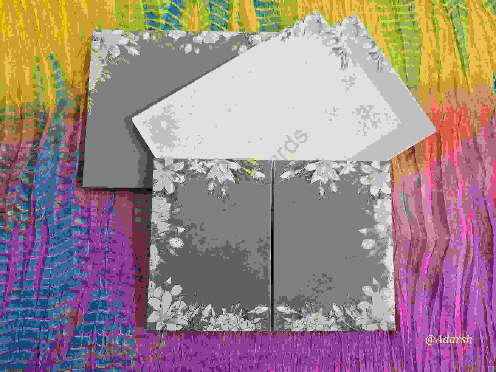 Premium Grey Gatefold White Lily Wedding Invitation Card