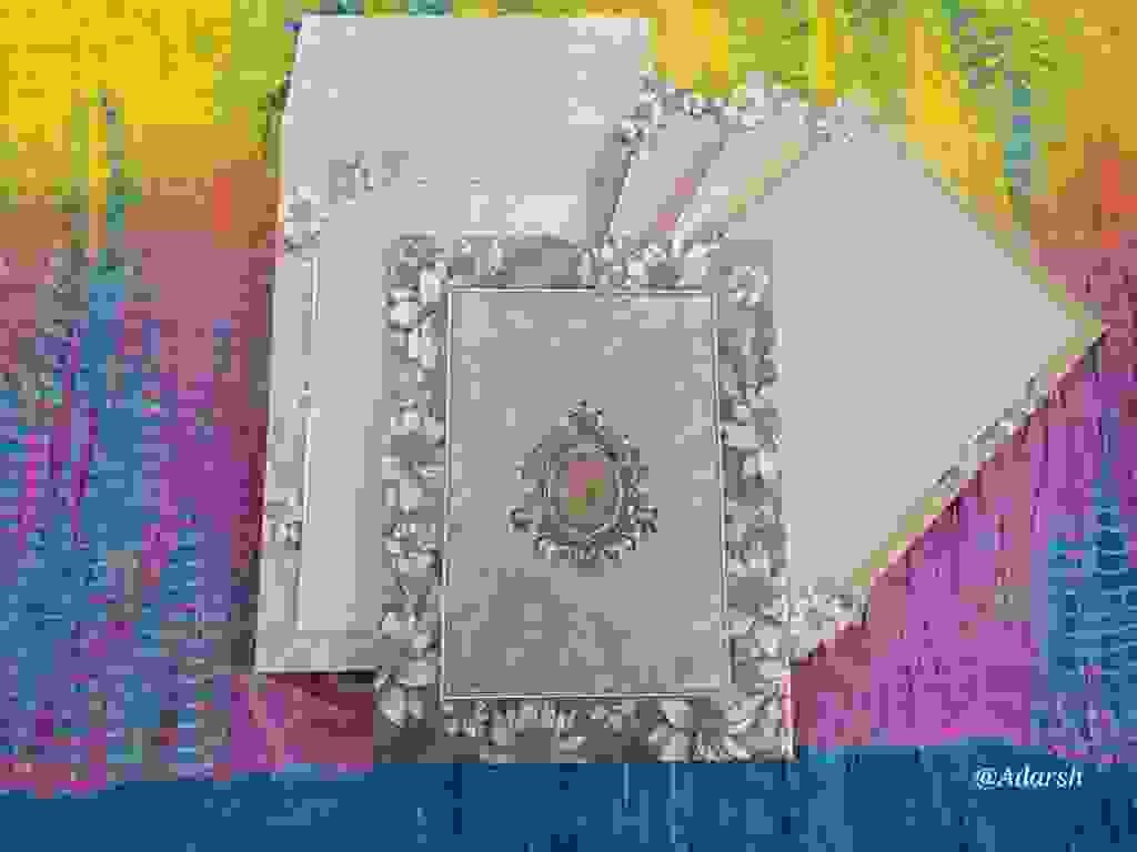 Premium Grey Vintage Floral Wedding Invitation Card