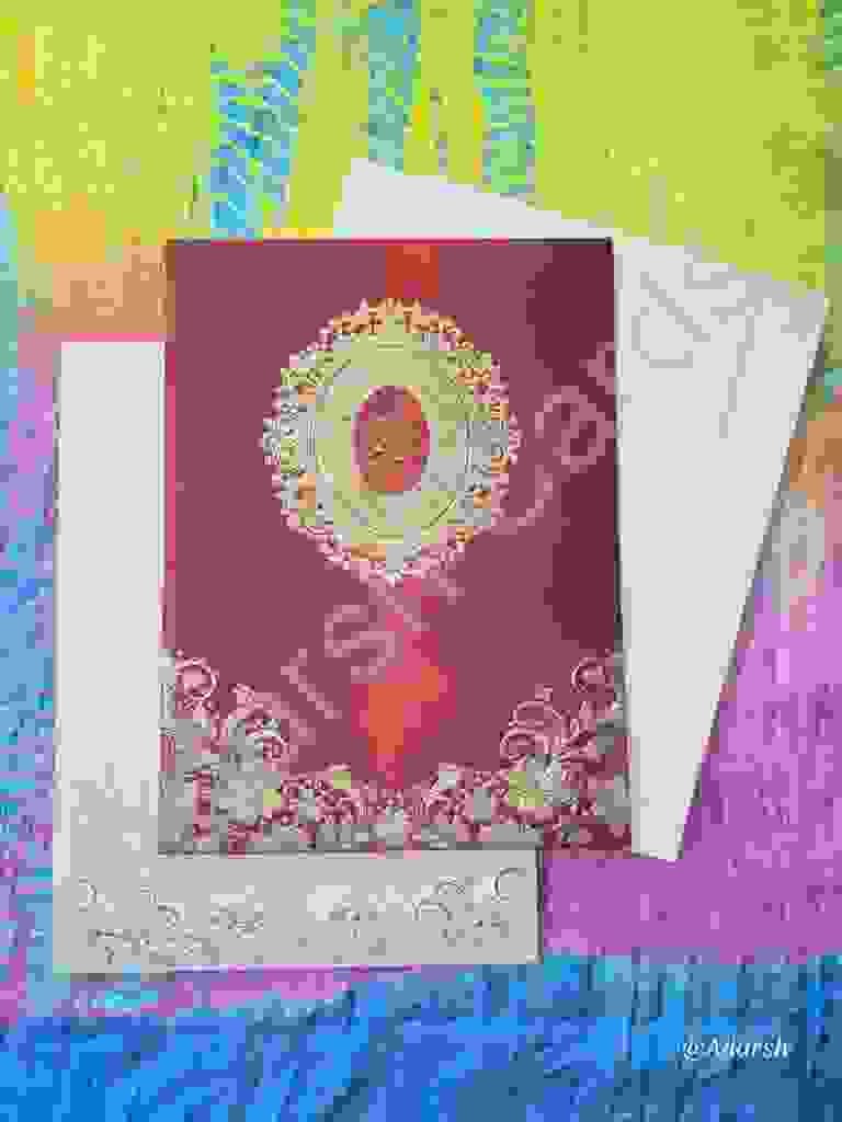 Premium Maroon Silk-Textured Wedding Invitation Card