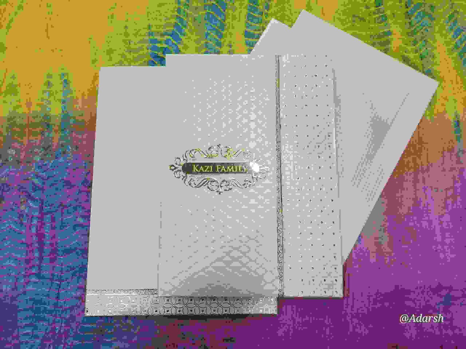 Premium Textured Off-White & Gold Foil Invitation Card