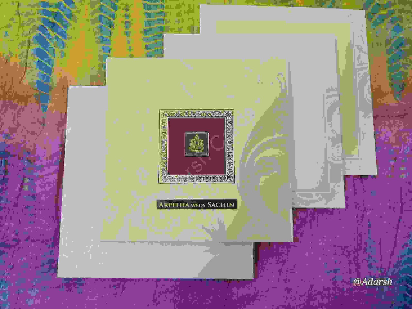 Premium Pastel Damask Lord Ganesha Wedding Invitation Card