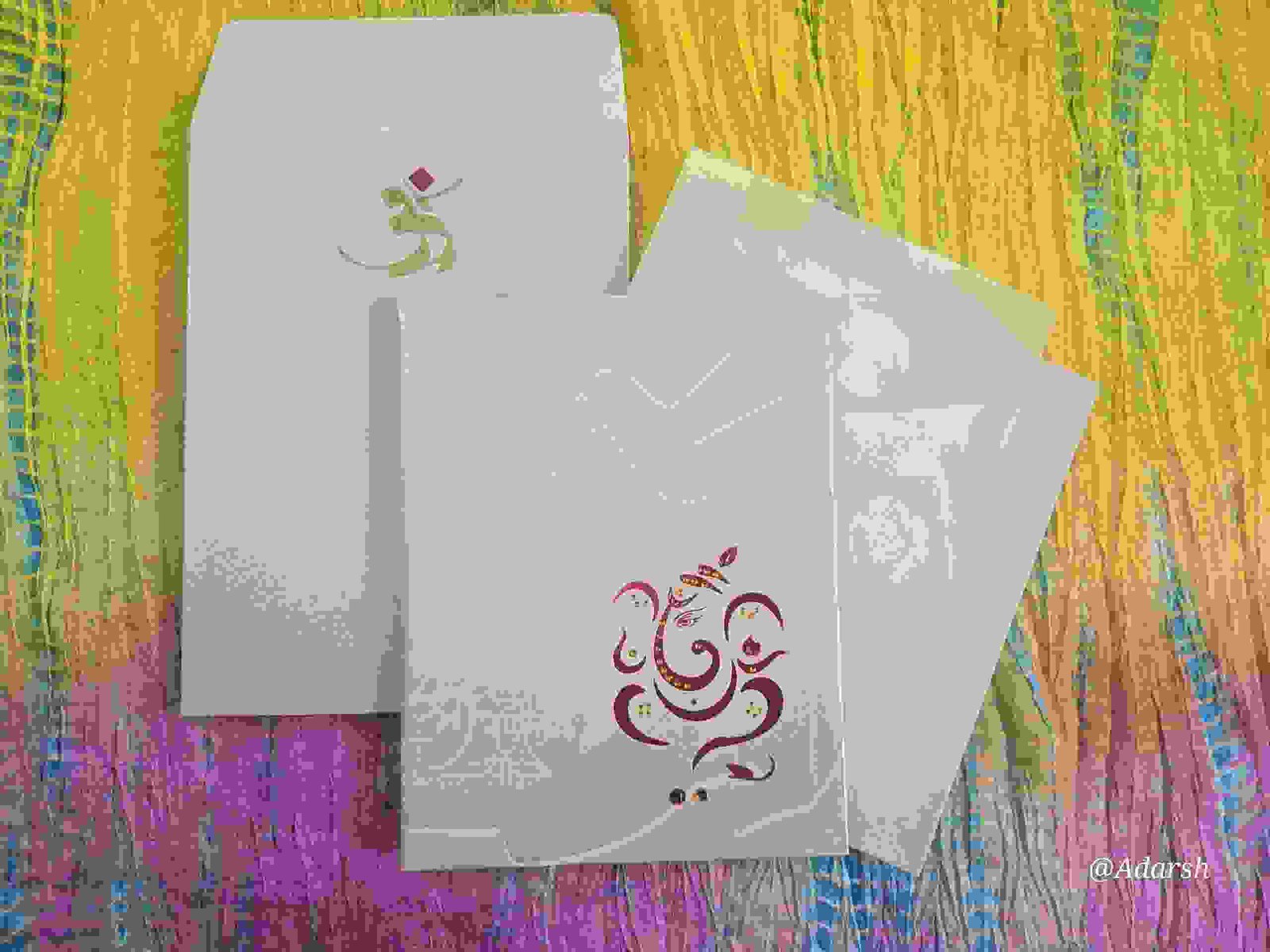 Premium Metallic Shloka Print Om & Ganesha Wedding Invitation Card