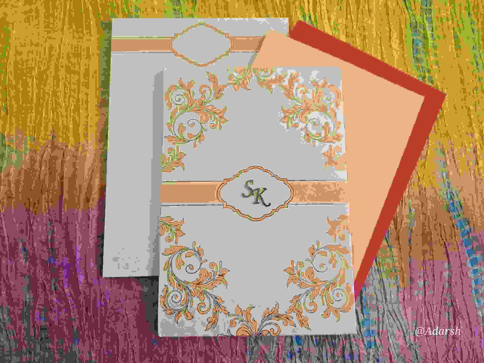 Premium Pastel Damask Indian Wedding Invitation Card