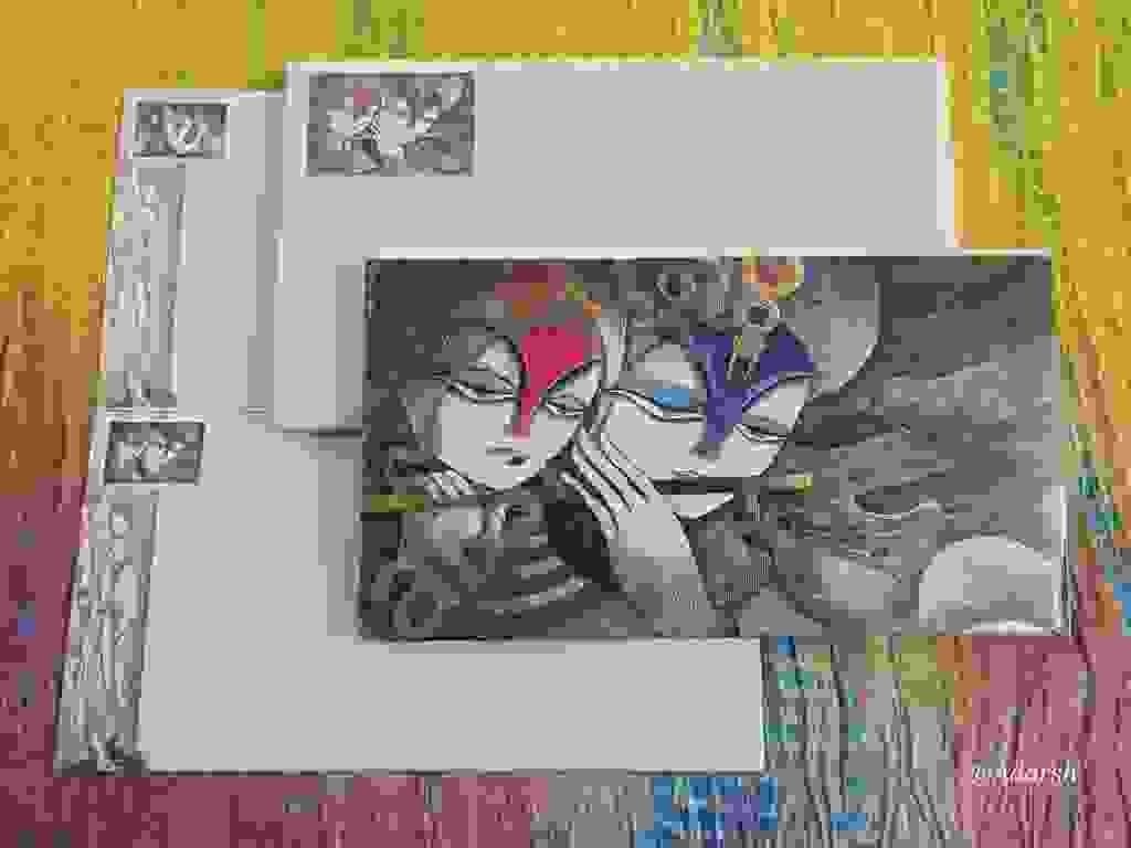Premium Radha-Krishna Abstract Art Theme Hindu Wedding Invitation Card