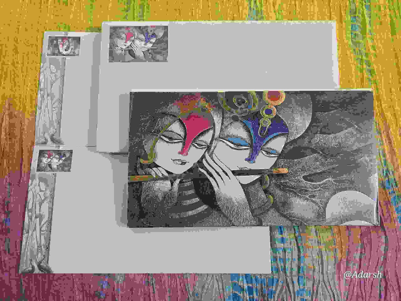Premium Radha-Krishna Abstract Art Theme Hindu Wedding Invitation Card