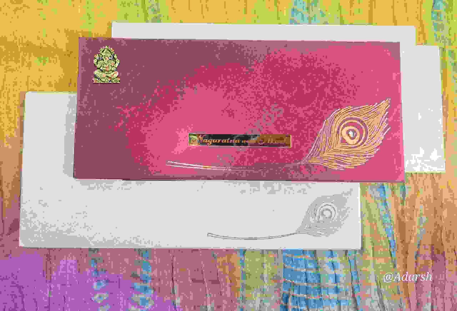 Premium Personalized Peacock Feather Theme Wedding Invitation Card