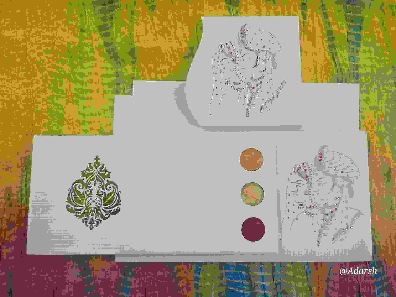 Modern Die-Cut White Wedding Card with Color-Coded