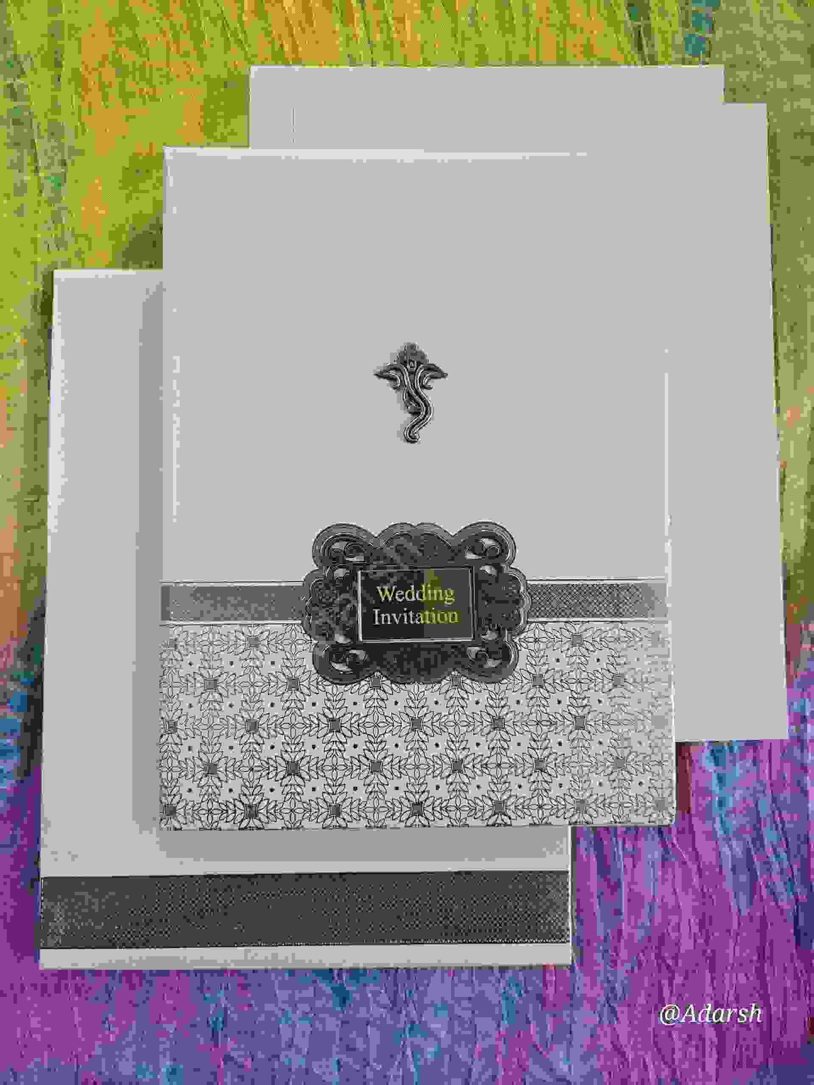 Premium Padded Ganesha with Acryllic Glass Plate Wedding Invitation Card