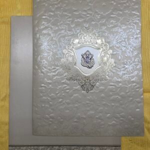 Premium Grey Textured Padded Wedding Invitation Card